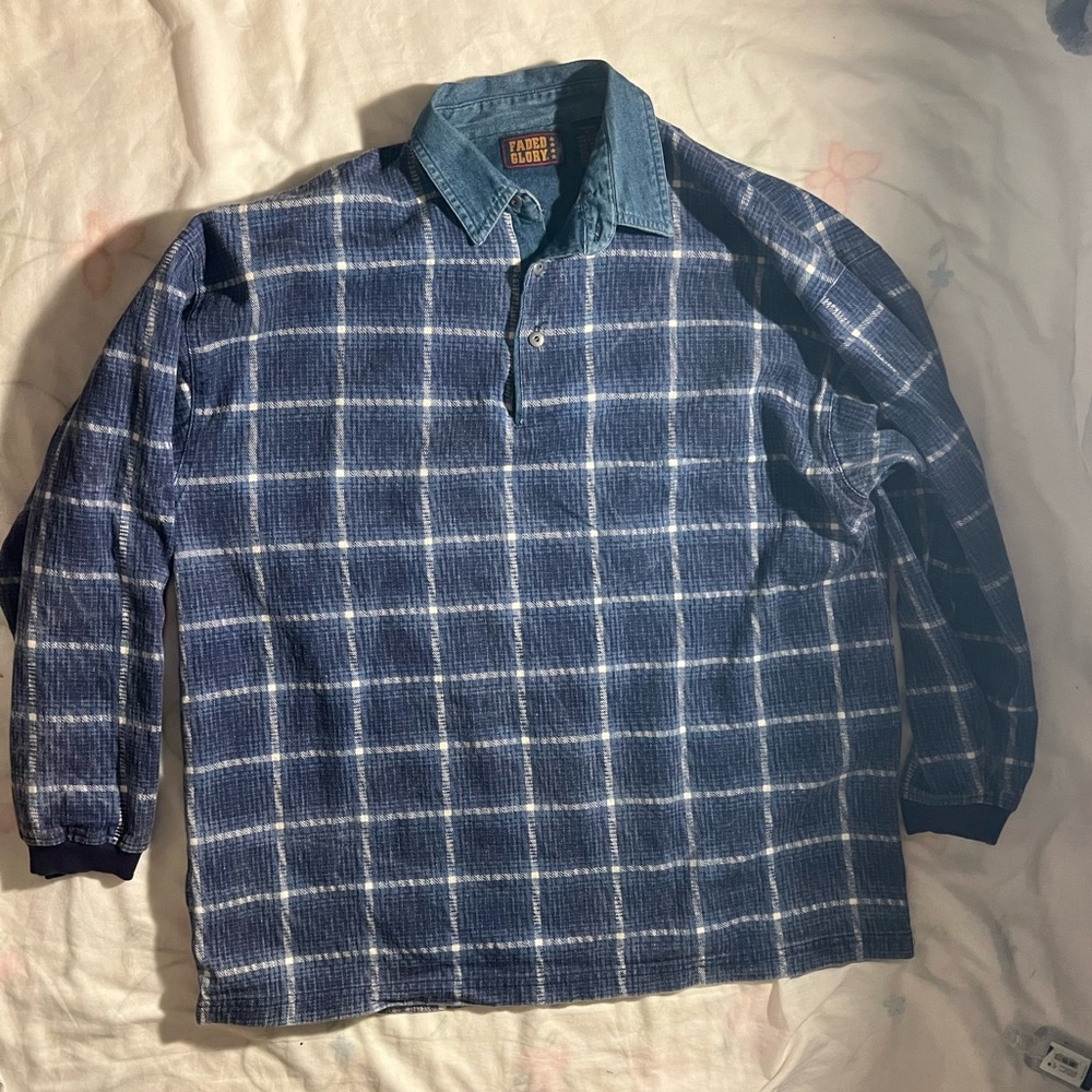Faded Glory Blue Plaid Men's Shirt